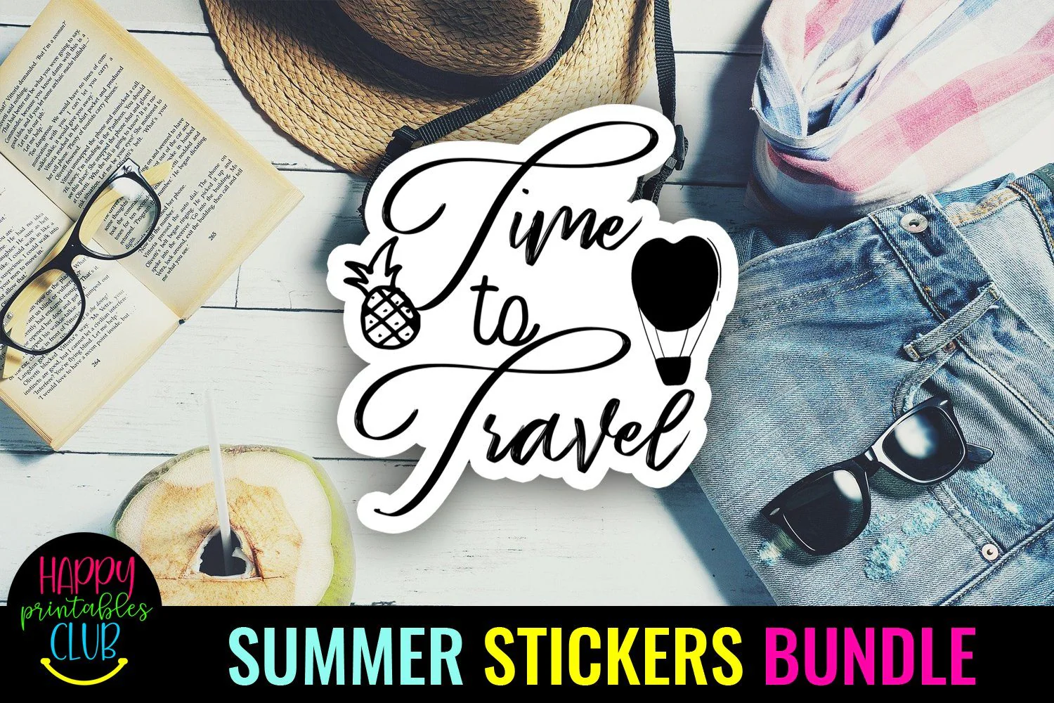 Summer Stickers Bundle- Printable Summer Beach Stickers PNG - Image 4