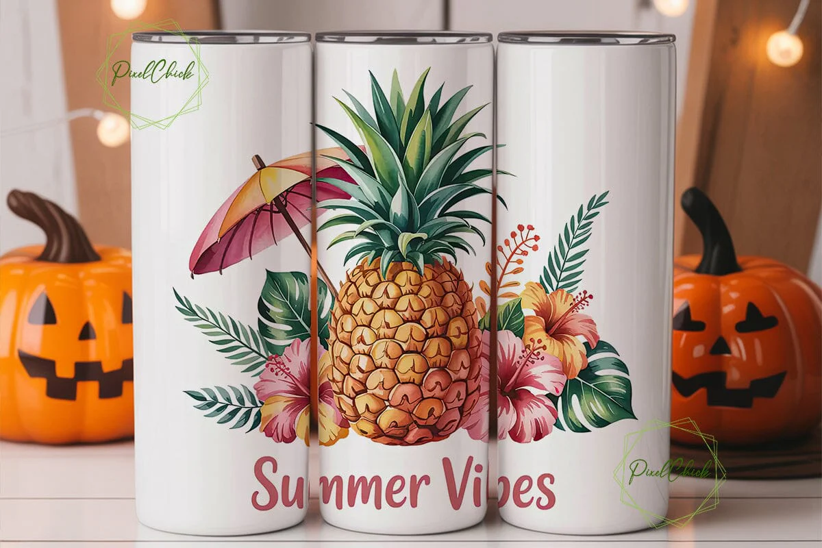 Summer Vibes Pineapple 20oz Tumbler Wrap - Image 3