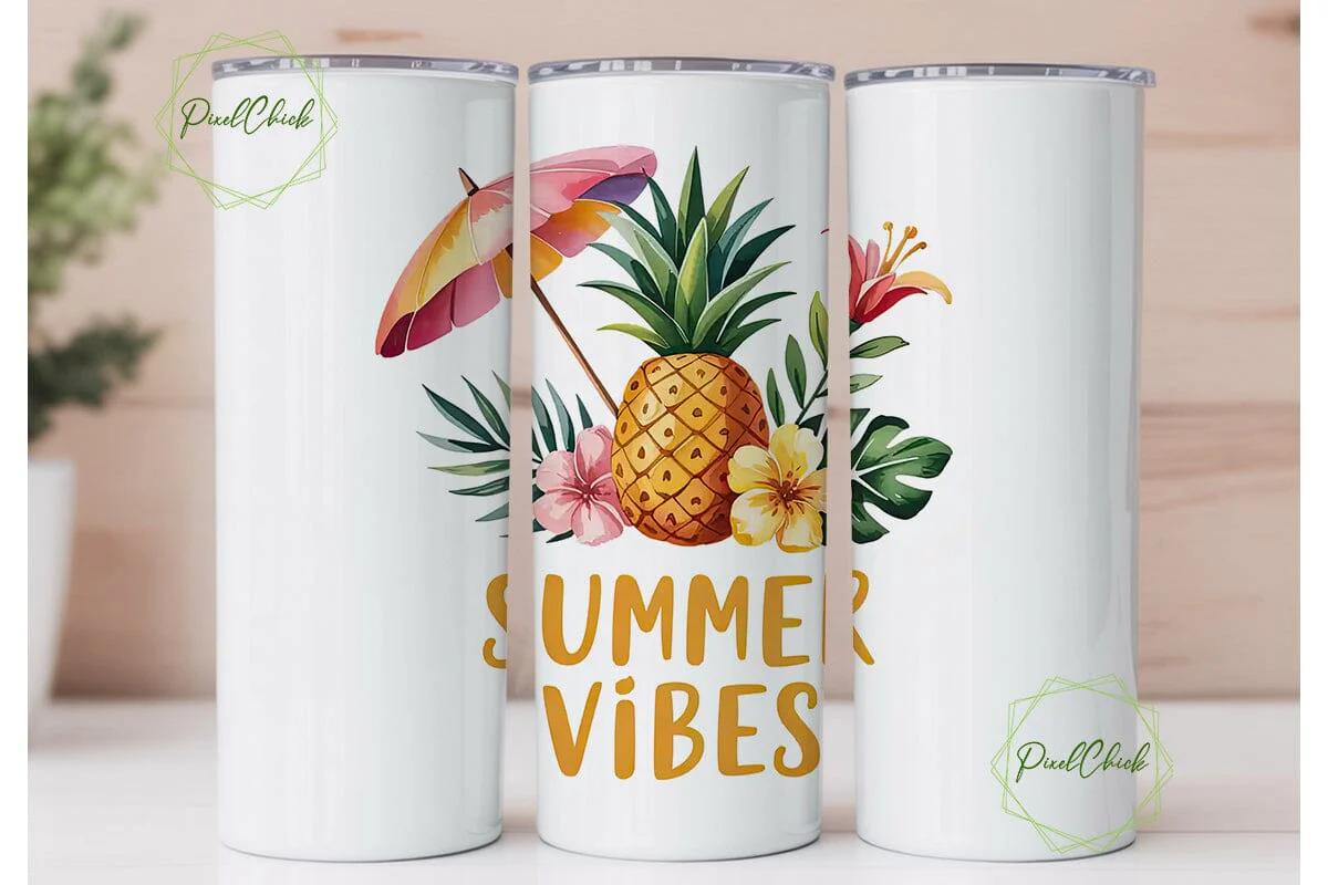 Summer Vibes Pineapple 20oz Tumbler Wrap - Image 2