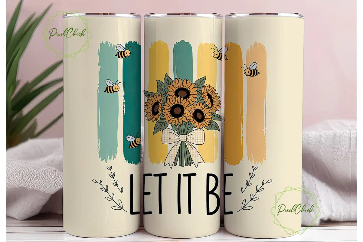 Sunflower Bee Let It Be 20oz Tumbler - Image 3