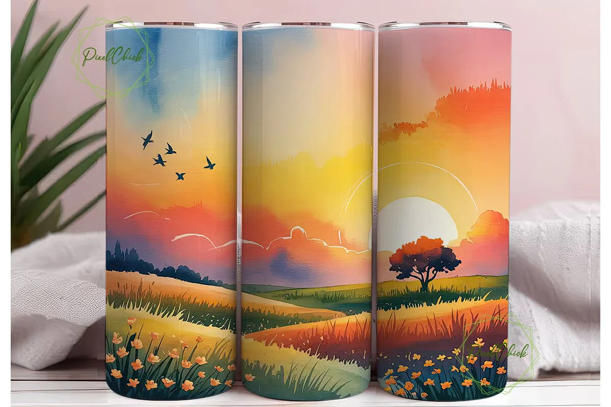 Sunset Landscape 20oz Tumbler Wrap - Image 3