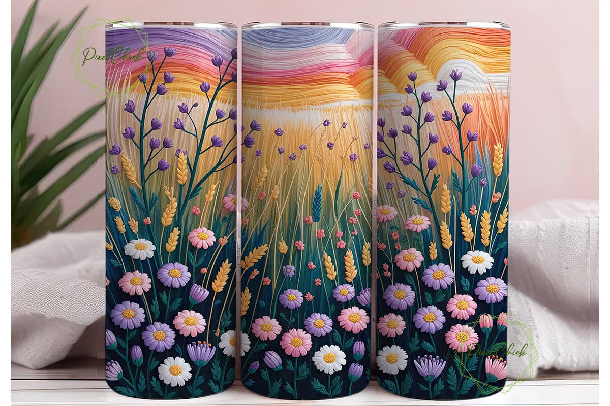 Sunset Wildflower Embroidery Tumbler - Image 3