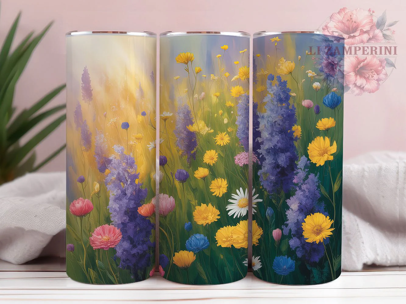 Sunset Wildflower Vibrant Tumbler Wrap, Sunset Background, Wildflower Theme, Nature Style, Colorful Wrap, Elegant Design, Sublimation Design