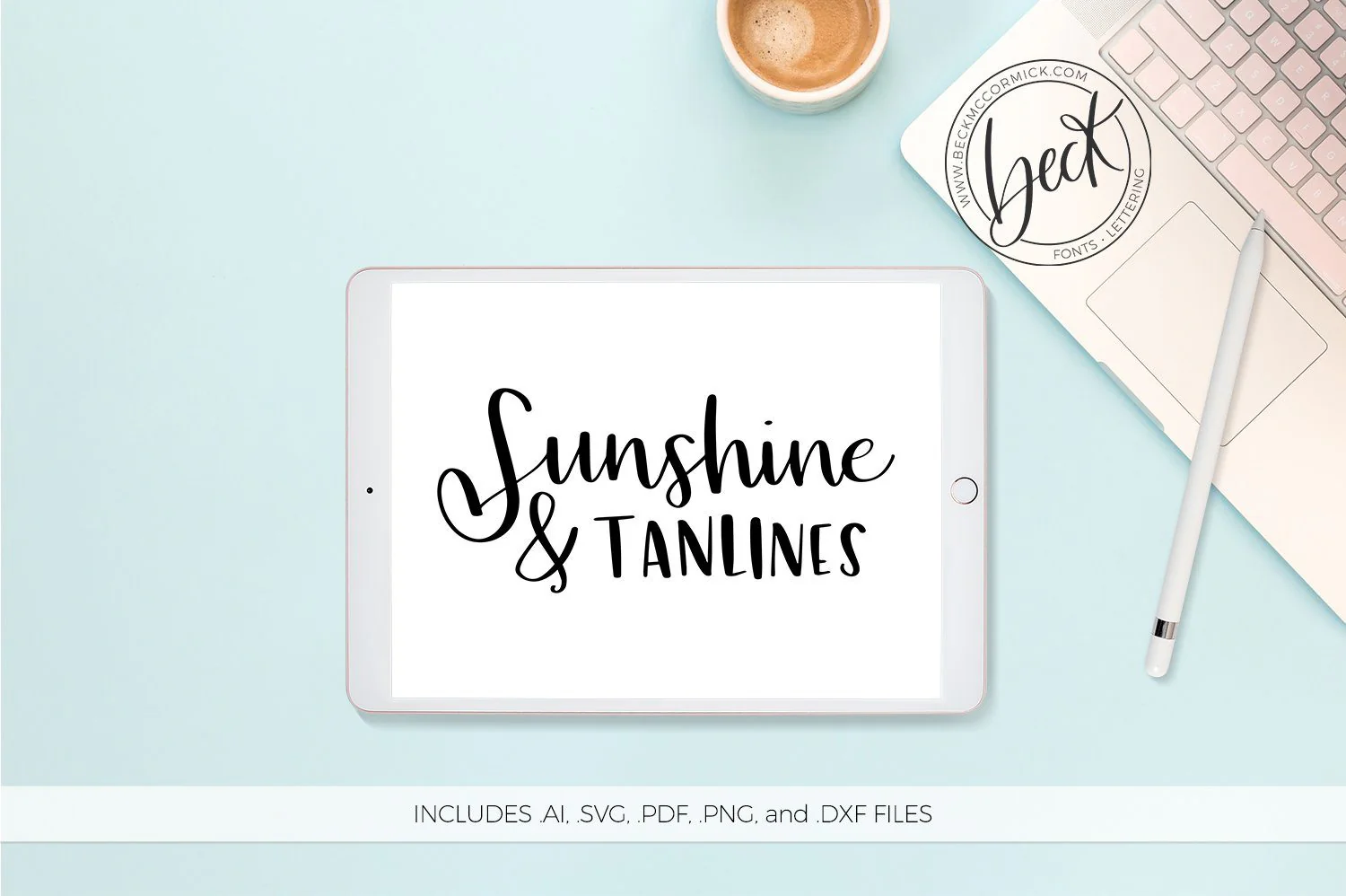 Sunshine and Tanlines - Handlettered SVG File