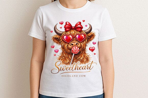 Sweetheart Highland Cow PNG | Cute Valentine Cow Sublimation - Image 2
