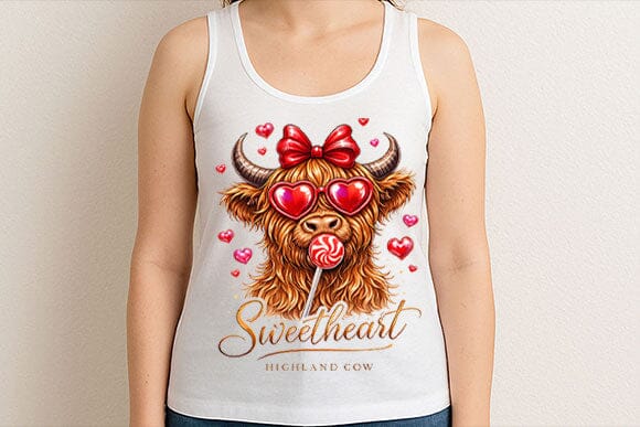 Sweetheart Highland Cow PNG | Cute Valentine Cow Sublimation - Image 3