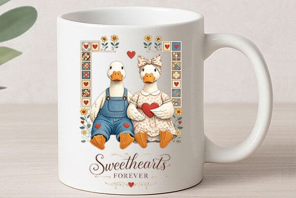 Sweethearts Forever Duck PNG | Cute Valentine Couple Sublimation - Image 4
