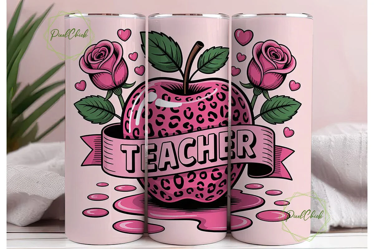 Teacher Apple 20oz Tumbler Wrap - Image 3