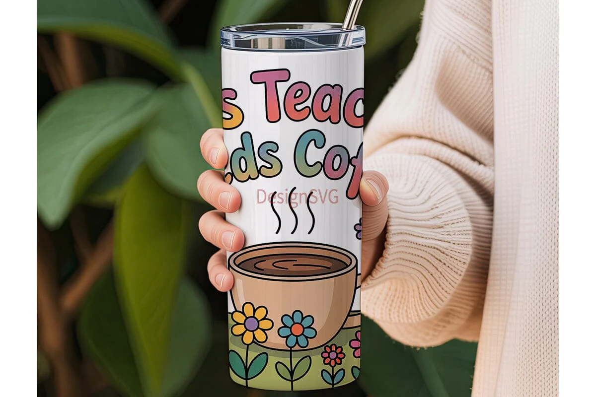 Teacher Coffee Tumbler Wrap PNG - Image 3