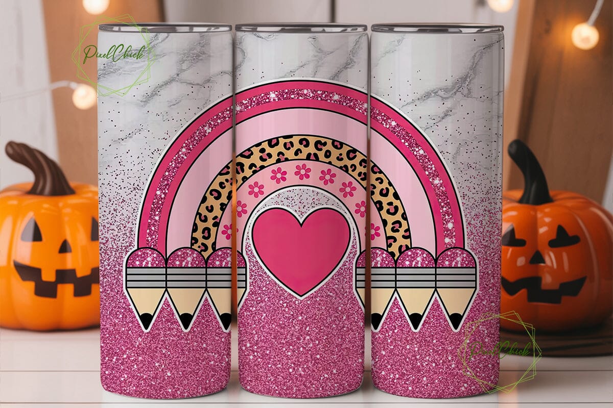 Teacher Rainbow & Pencils 20oz Tumbler - Image 3