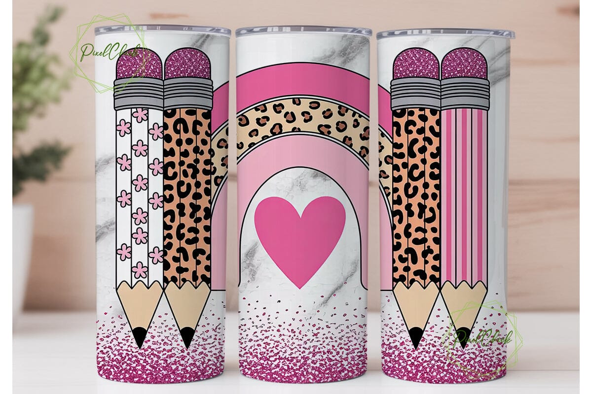 Teacher Rainbow & Pencils 20oz Tumbler - Image 2