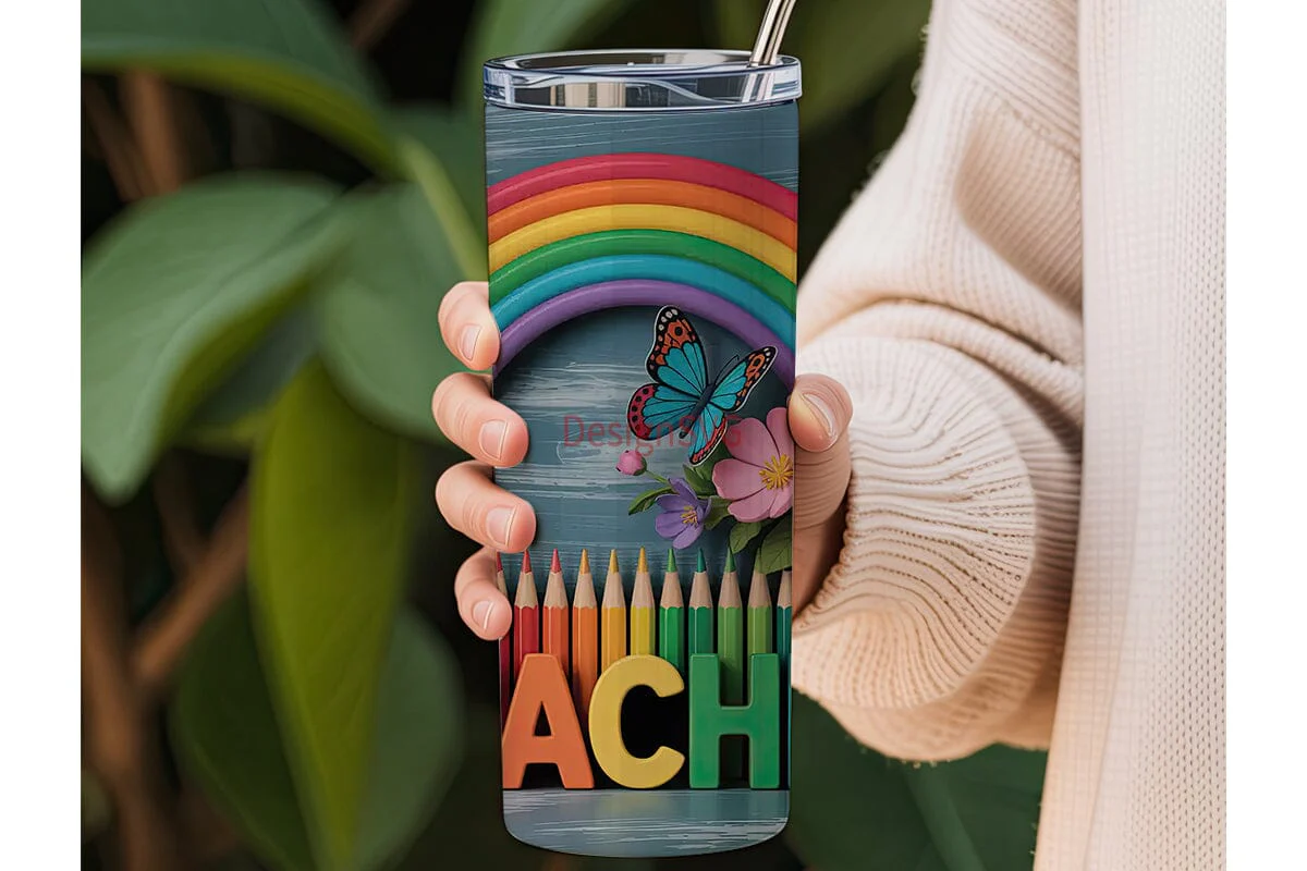 Teacher Rainbow Tumbler Wrap - Image 3