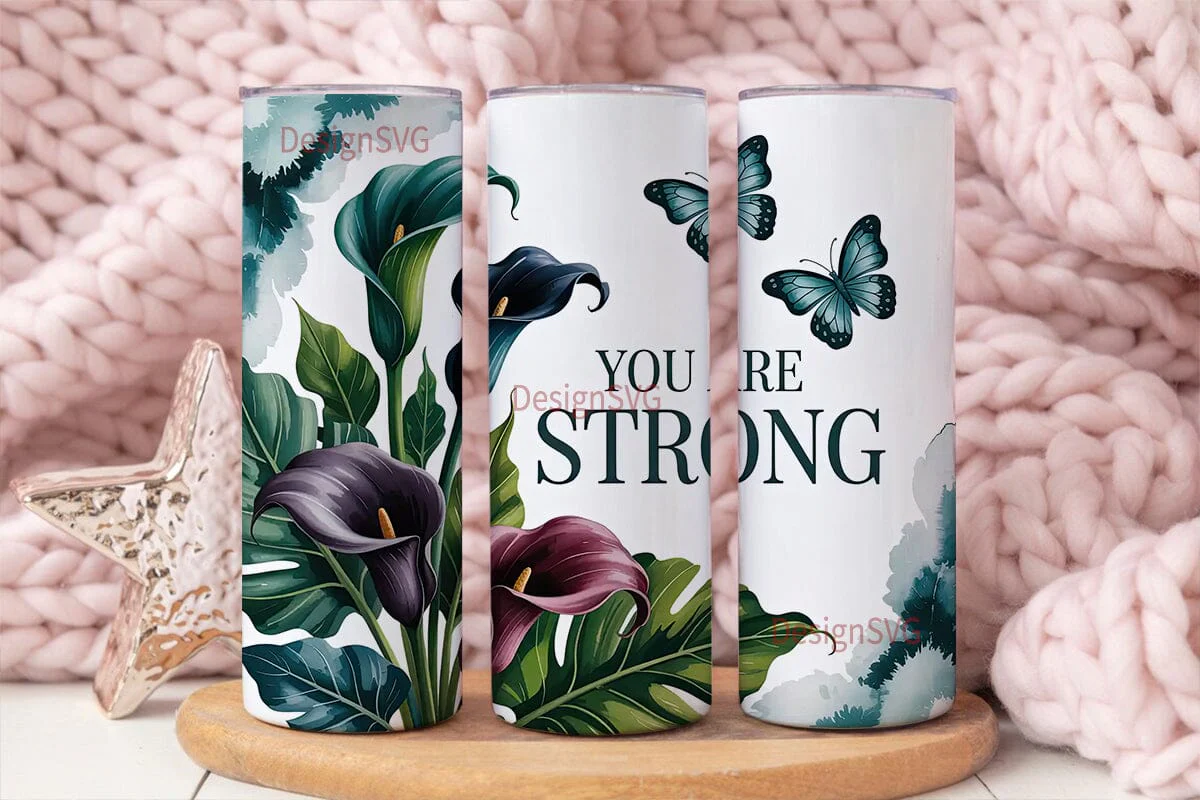 Teal Floral & Butterfly 20oz Tumbler