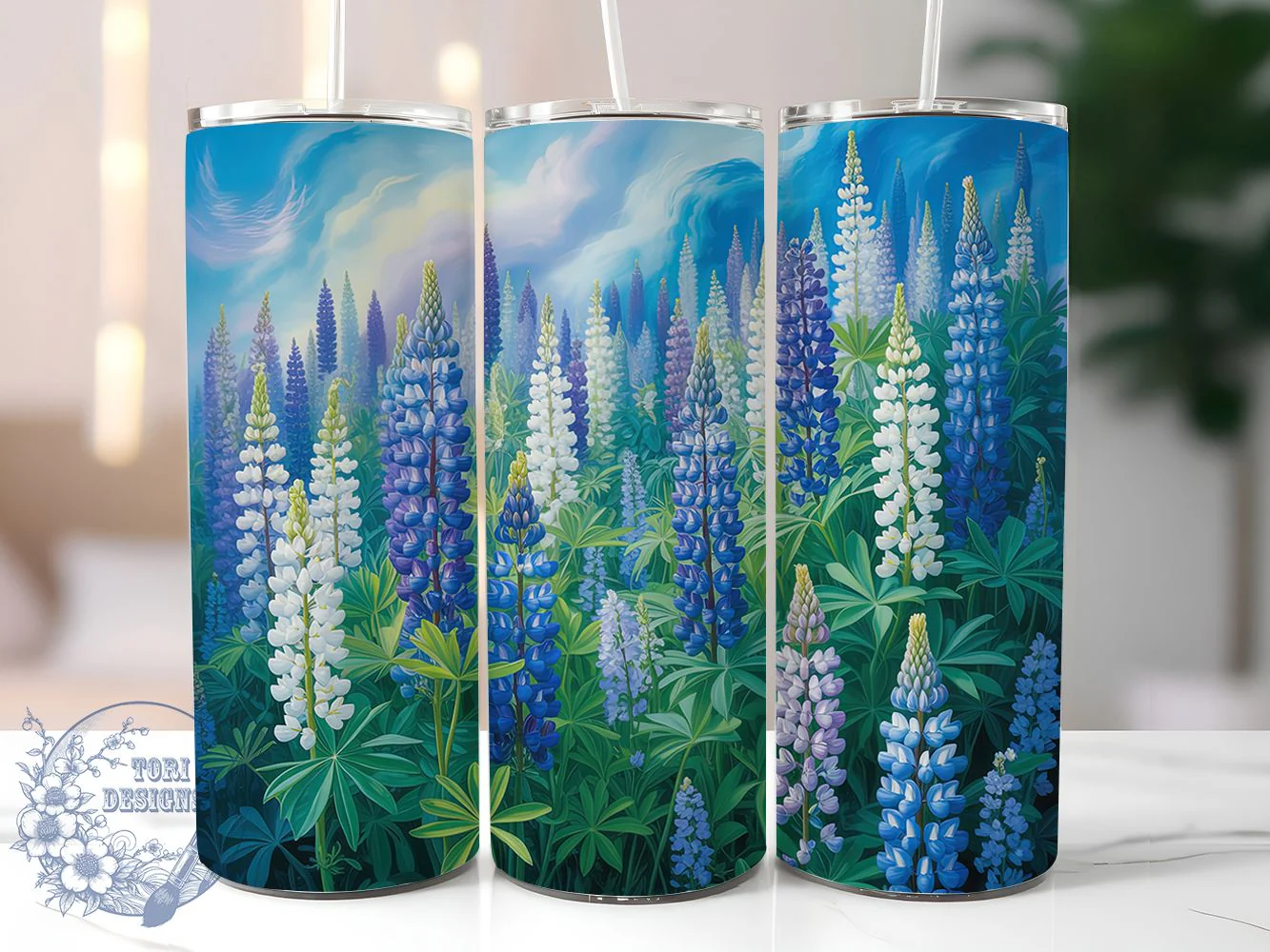 Texas Bluebonnet Floral Tumbler, Spring Floral Tumbler, Stylish 20oz Wrap, Sublimation Design, Trendy Gift Idea, Rustic Bluebonnet Wrap, Botanical Texas Tumbler