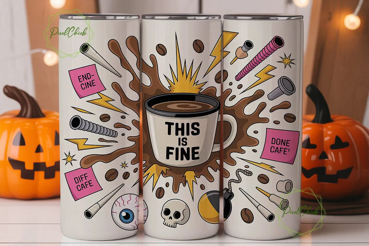 This Is Fine Coffee Tumbler Wrap - Image 2
