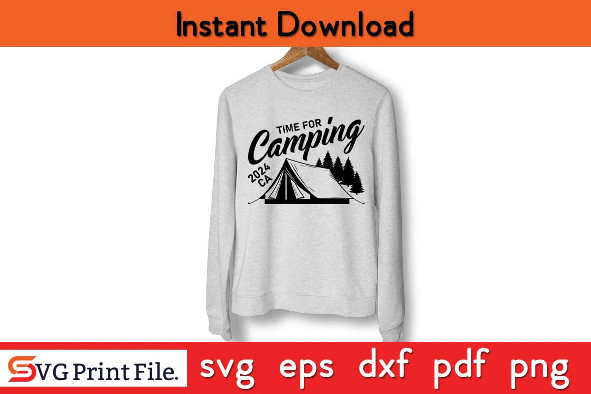 TIME FOR CAMPING 2024 Camping SVG PNG Craft Cut File - Image 3