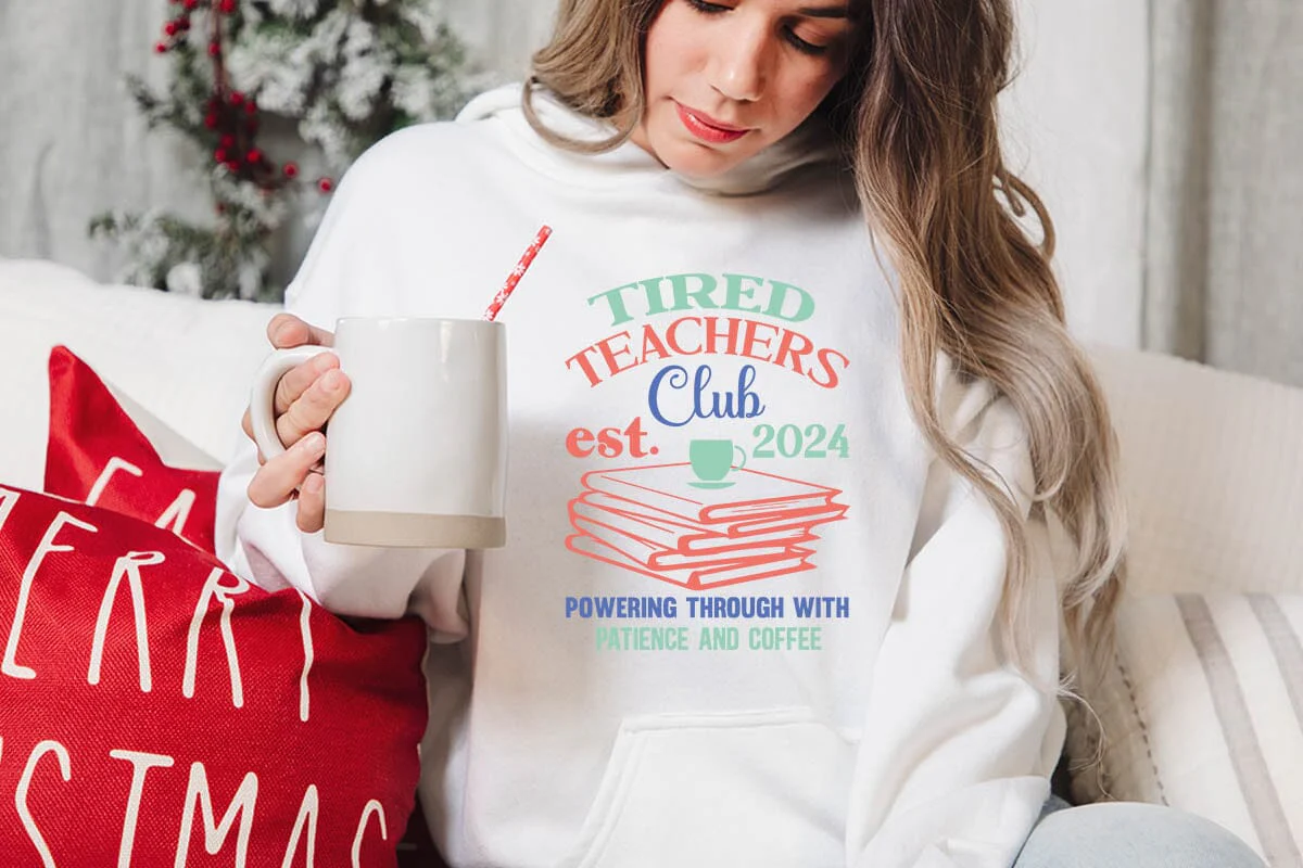 tired teachers club est 2024 powering through with patience and coffee - Image 3