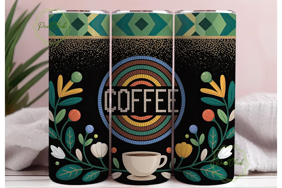 Tribal Coffee Mandala 20oz Tumbler Wrap - Image 3