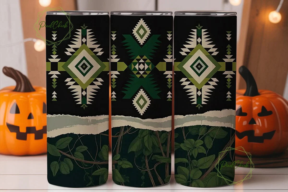 Tribal Foliage 20oz Tumbler Wrap - Image 2