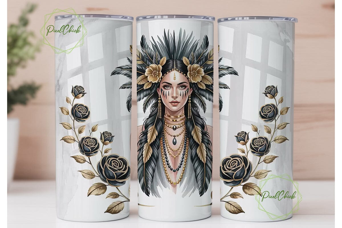 Tribal Woman Headdress 20oz Tumbler Wrap