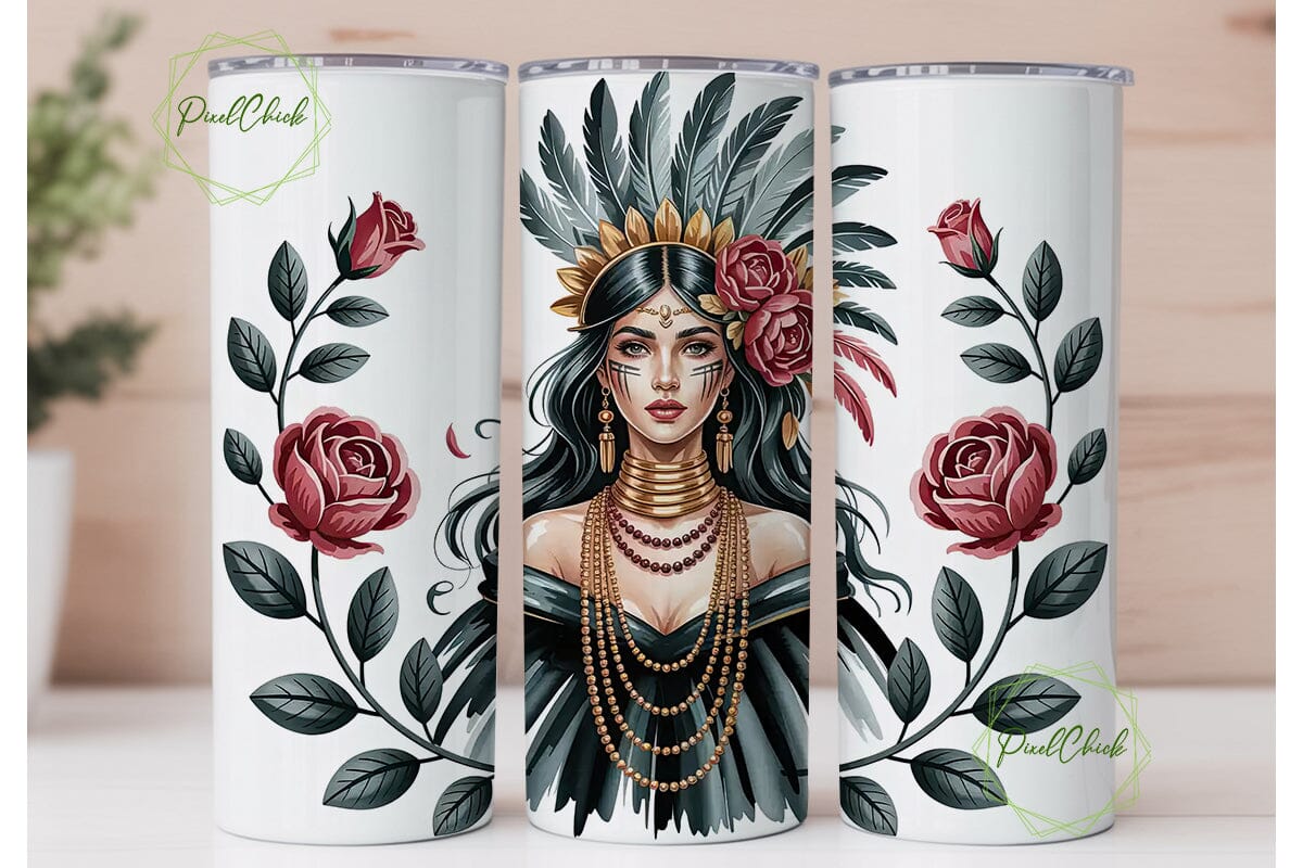 Tribal Woman Headdress 20oz Tumbler Wrap