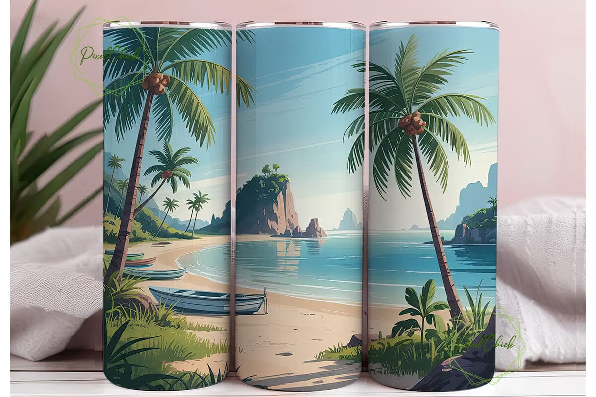 Tropical Beach Paradise 20oz Tumbler - Image 3