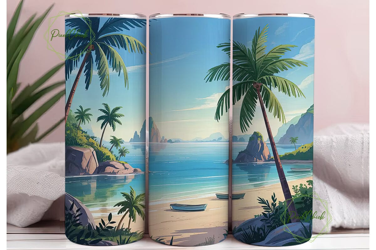 Tropical Beach Paradise 20oz Tumbler - Image 3
