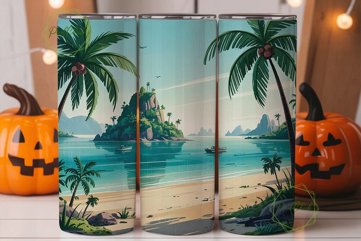 Tropical Beach Paradise 20oz Tumbler - Image 2