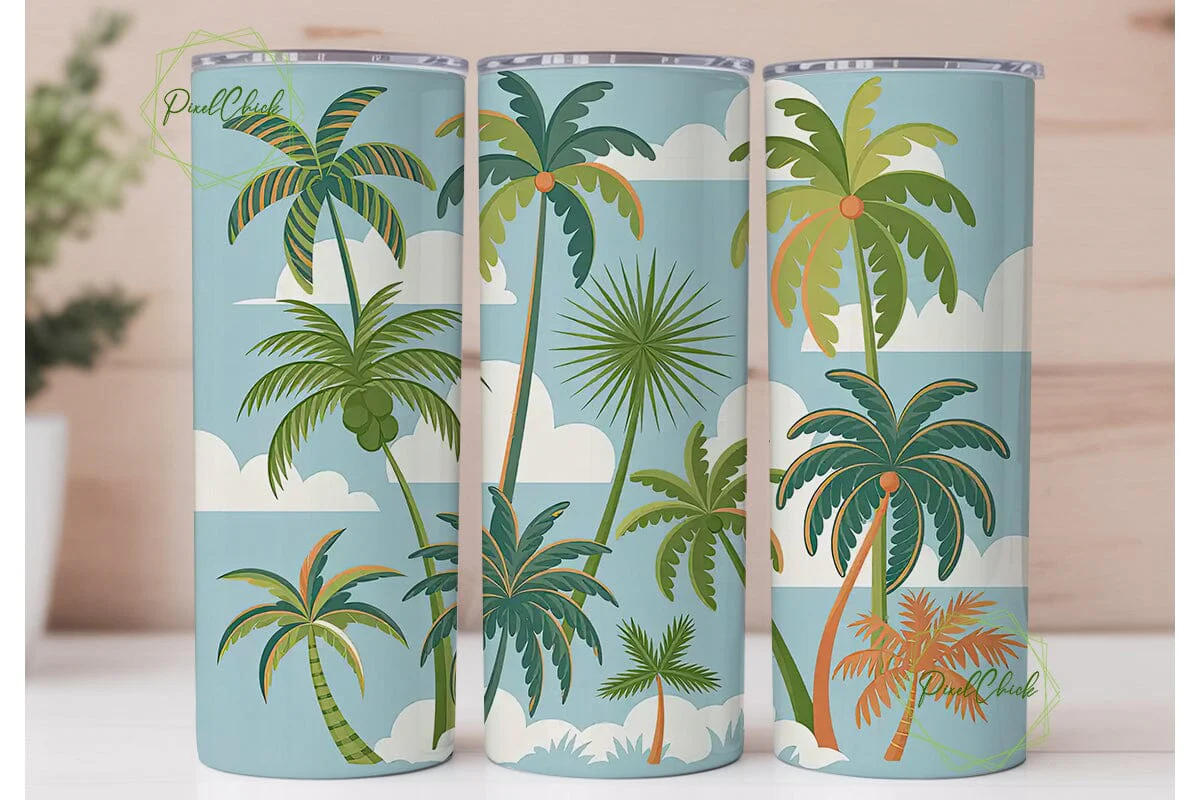 Tropical Palm Trees 20oz Tumbler Wrap - Image 2