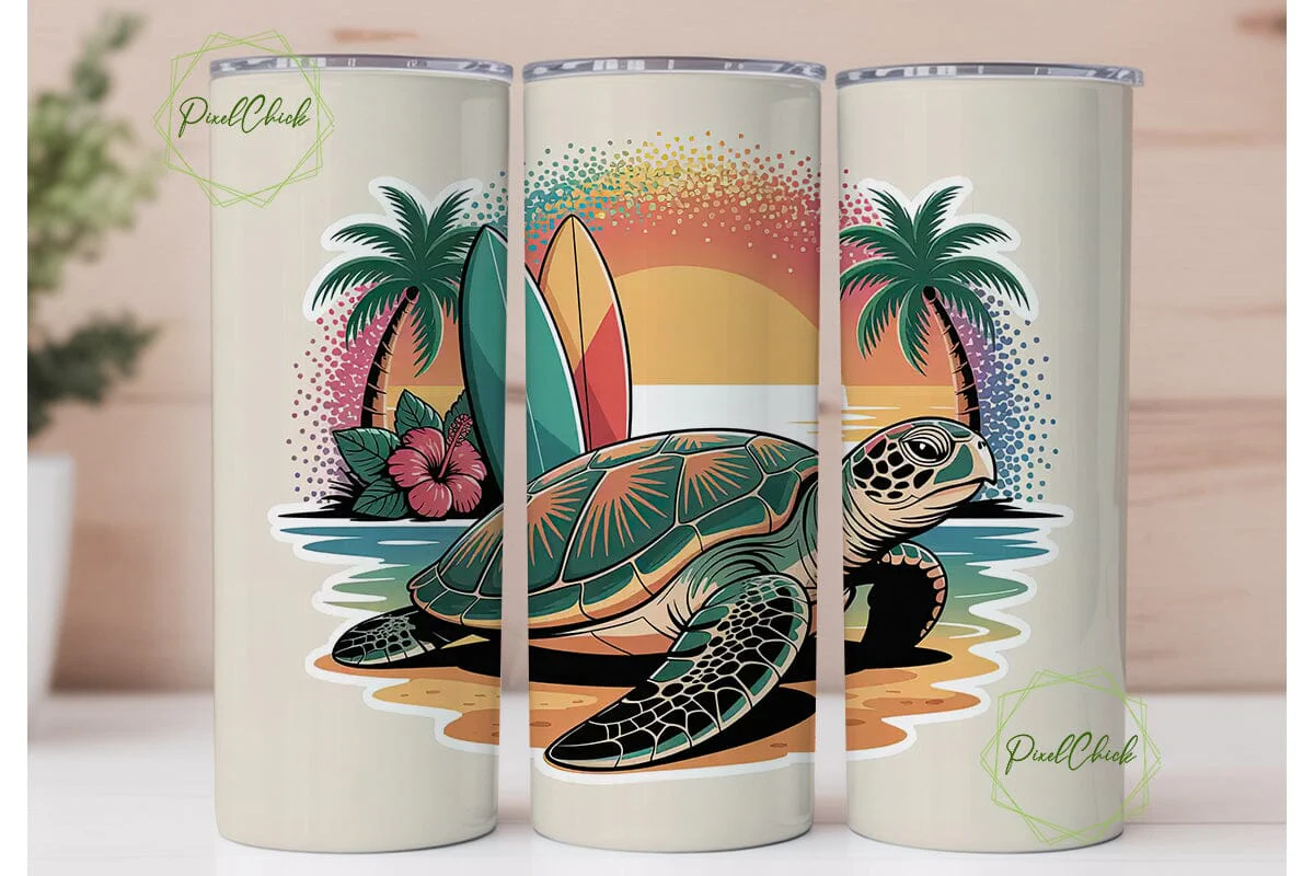 Tropical Turtle Beach 20oz Tumbler Wrap - Image 2