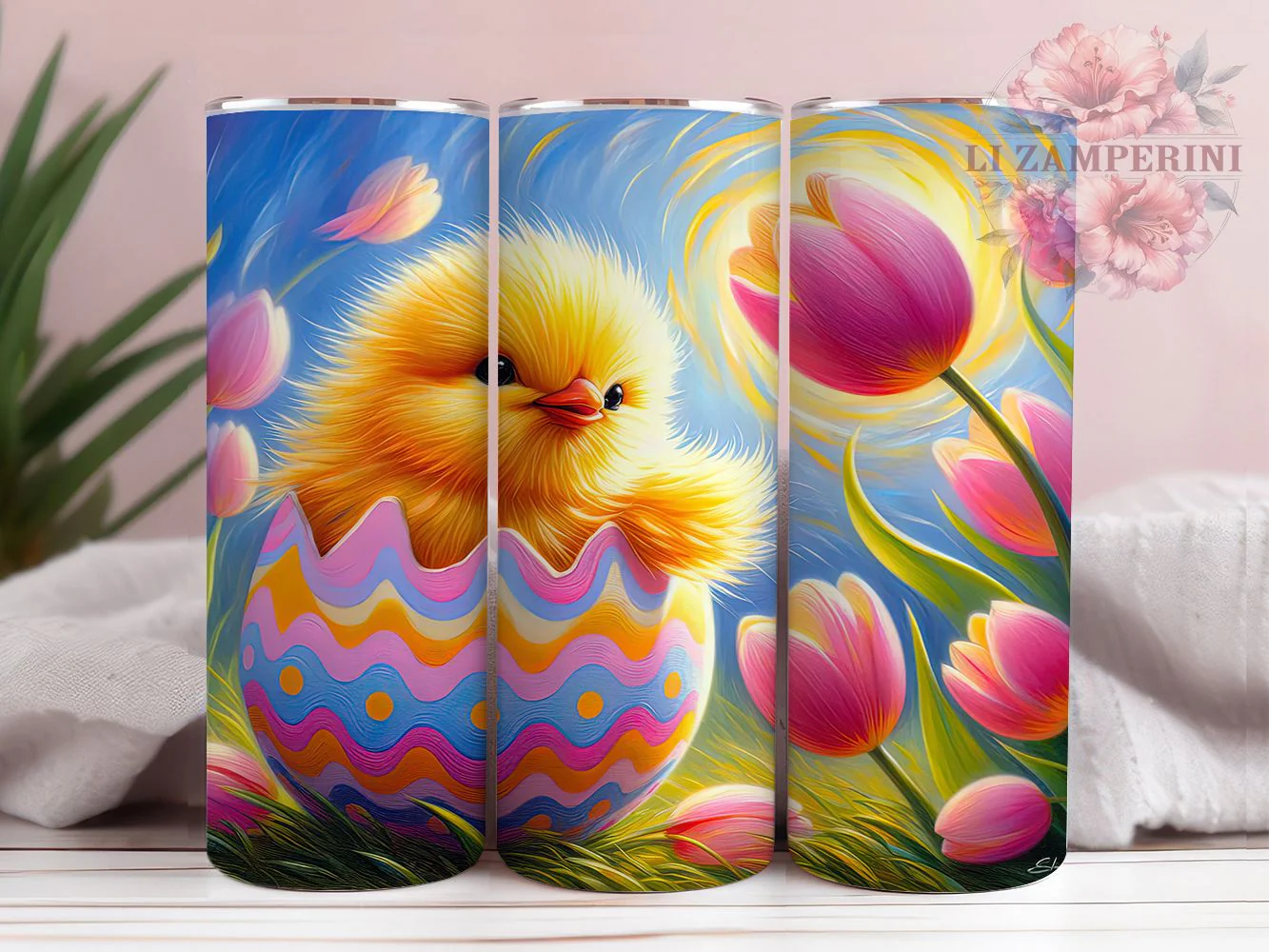 Tulip Floral Easter Chick Tumbler, Tulip Spring Tumbler, Cute Chick Wrap, Floral Easter Wrap, Stylish 20oz Wrap, Sublimation Design, Trendy Gift Idea