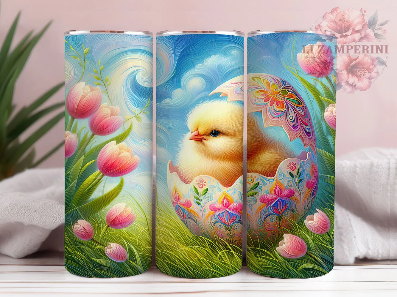 Tulip Floral Easter Chick Tumbler, Tulip Spring Tumbler, Cute Chick Wrap, Floral Easter Wrap, Stylish 20oz Wrap, Sublimation Design, Trendy Gift Idea