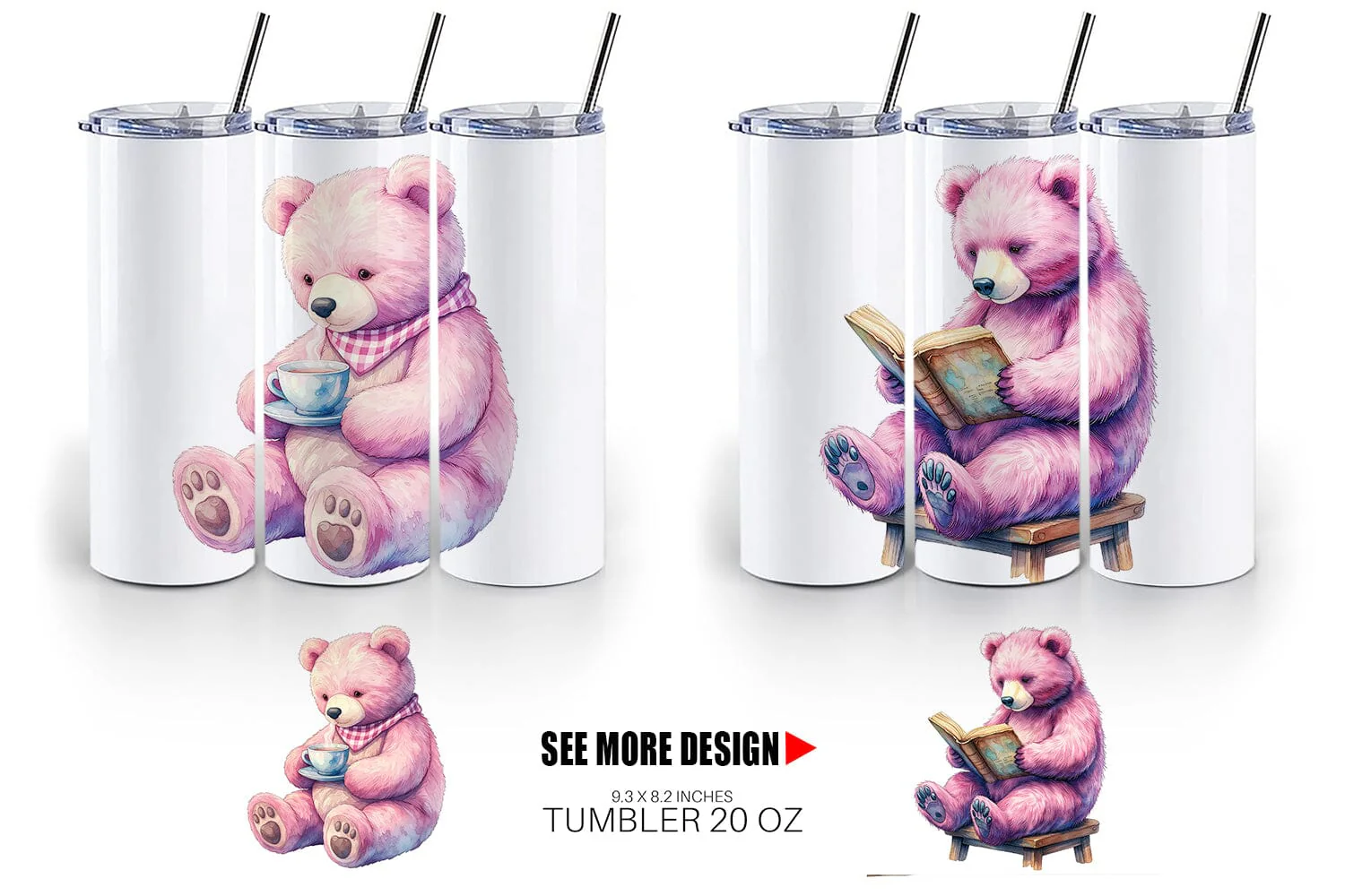 Tumbler Baking Mama Bear Watercolor - Image 6