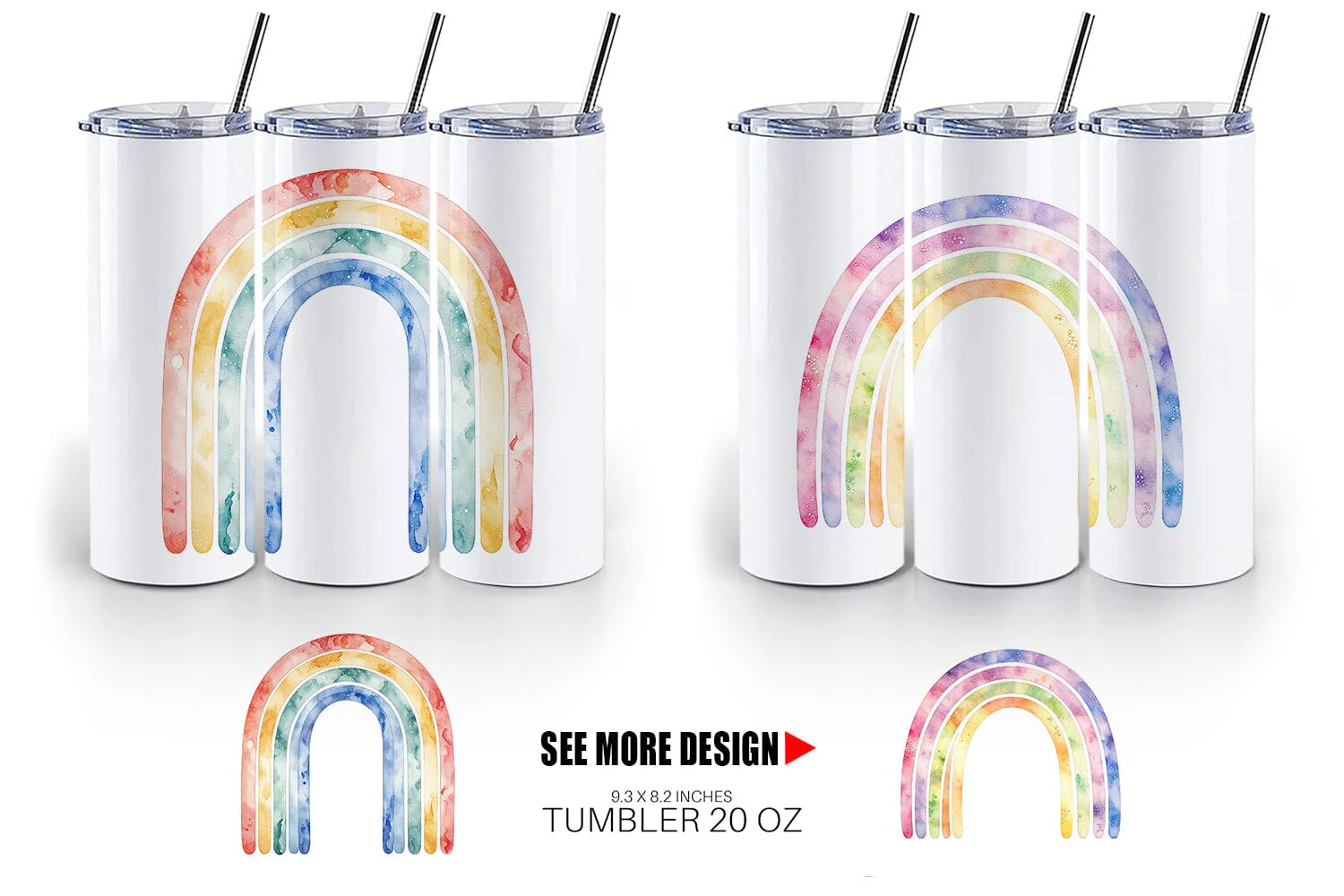 Tumbler Boho Rainbow Abstract - Image 4