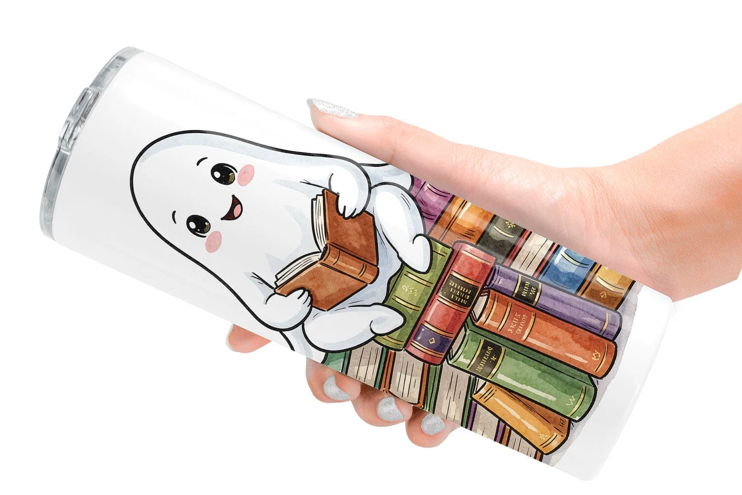 Tumbler Bookish Librarian Ghost Art - Image 2