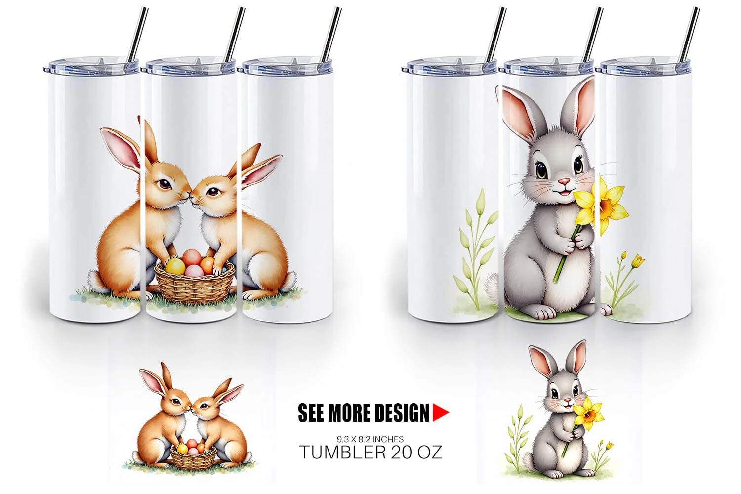 Tumbler Floral Easter Bunny - Image 5