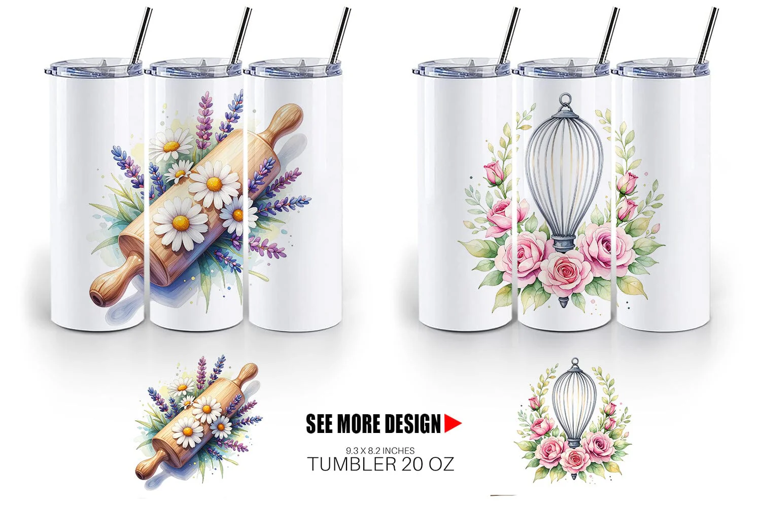 Tumbler Floral Kitchen Tools Decor - Image 3