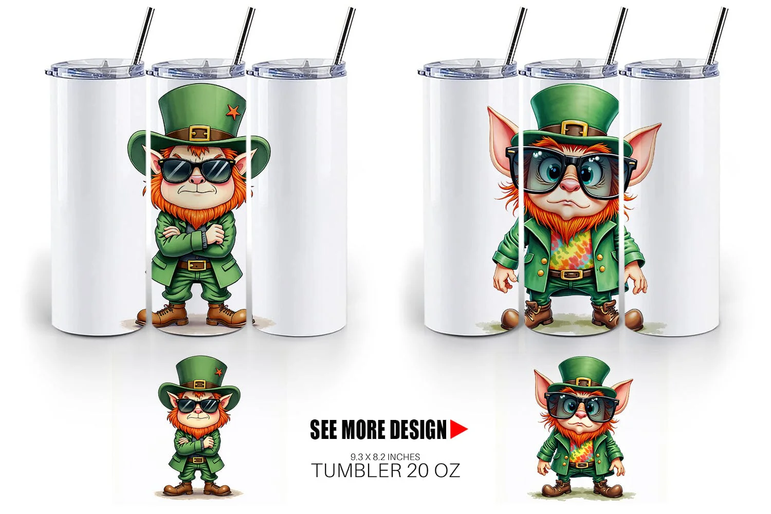 Tumbler Grumpy Retro Leprechaun - Image 5