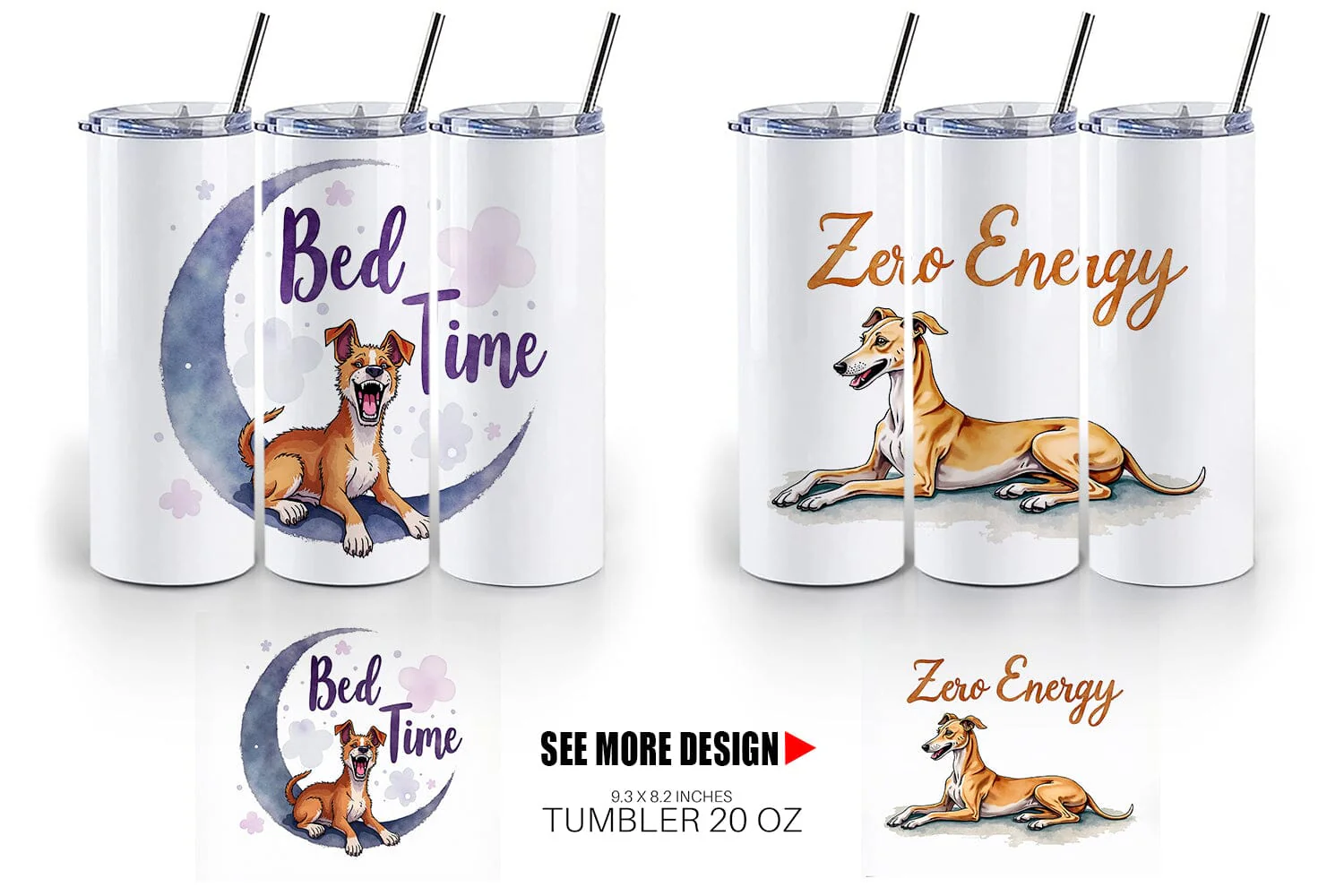Tumbler Lazy Vibes Ugly Cute Dog Watercolor Quotes - Image 4