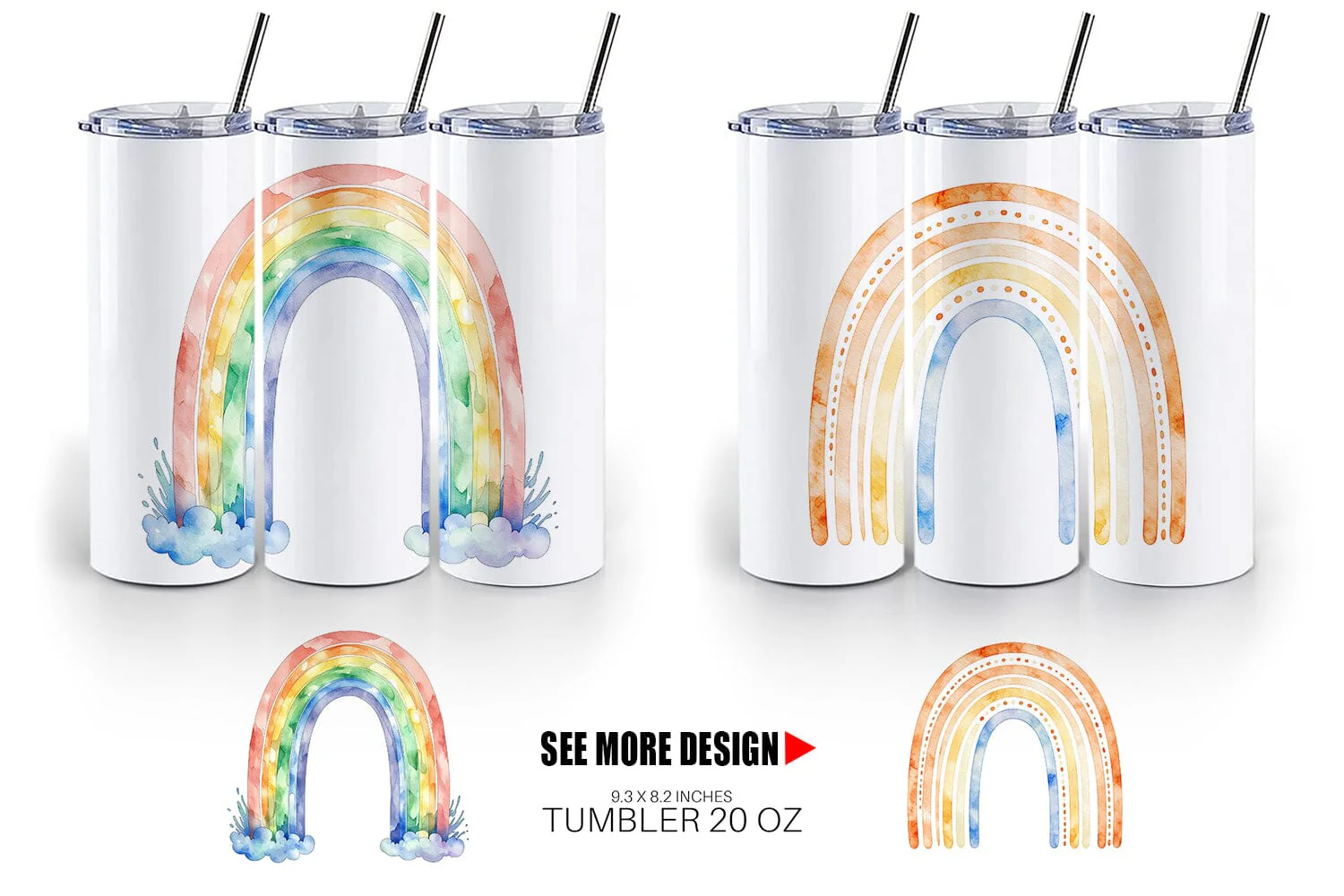 Tumbler Minimalist Boho Rainbow - Image 5