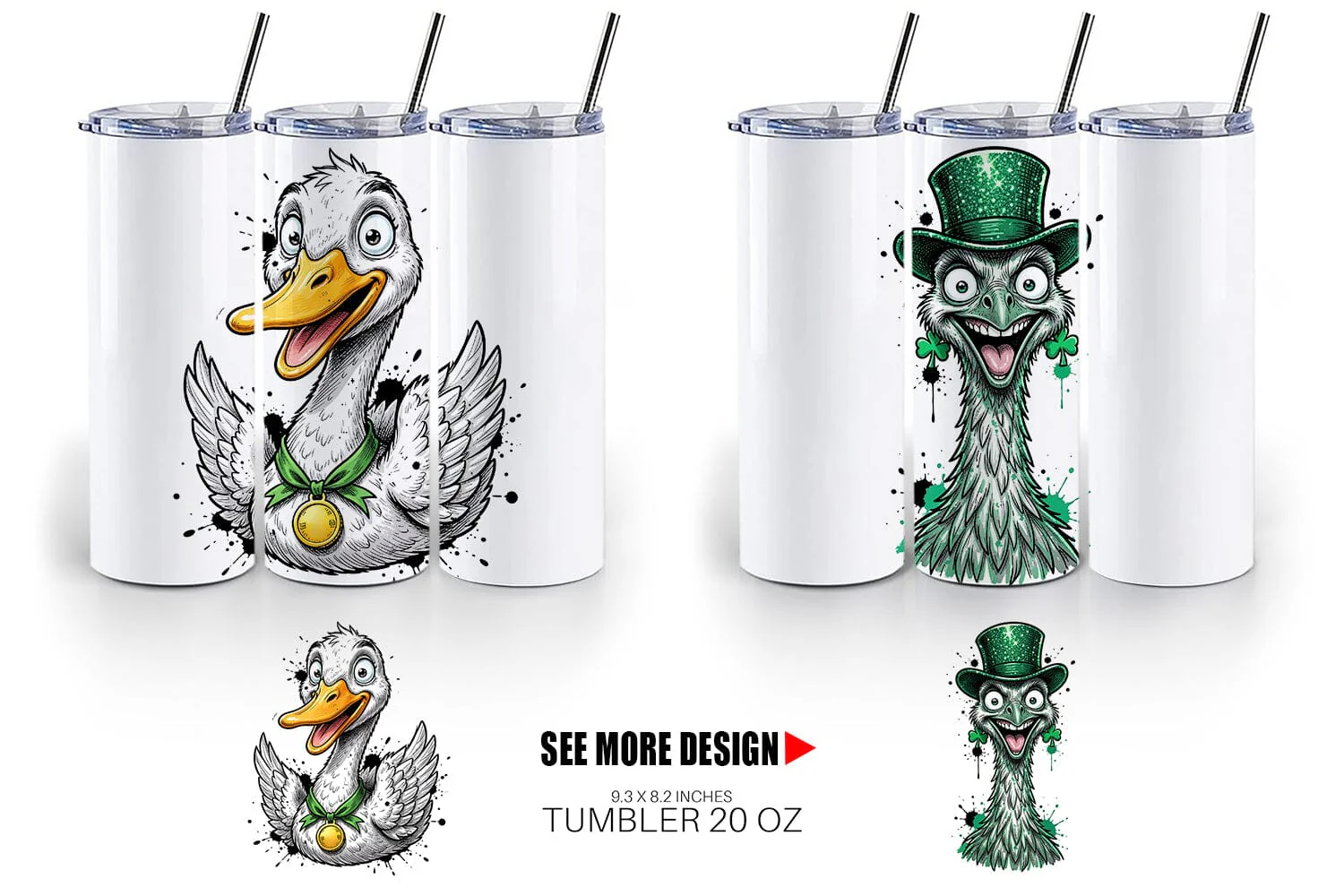 Tumbler St Paddys Animal Party Art - Image 5