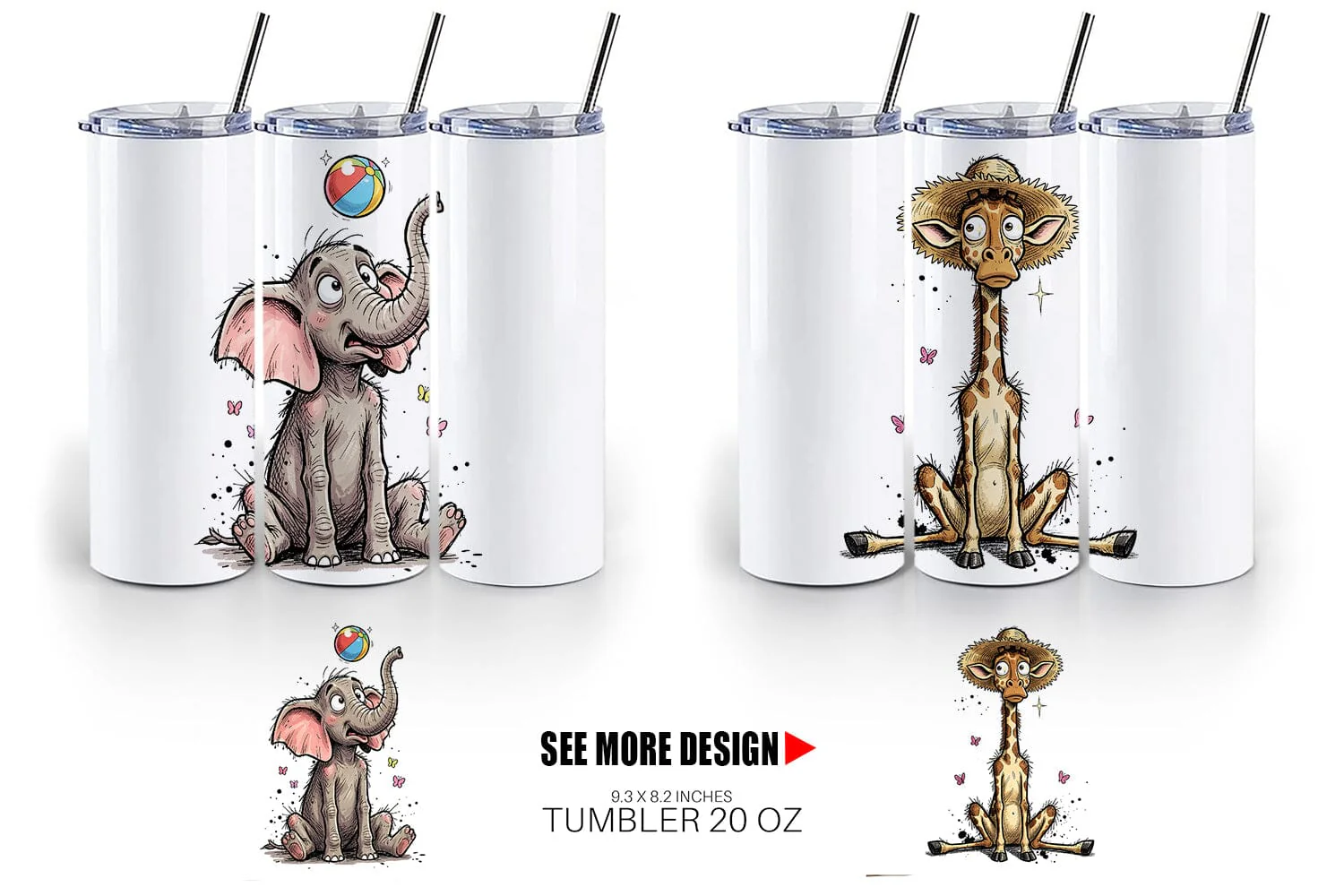 Tumbler Summer Animal Sketch Party - Image 3