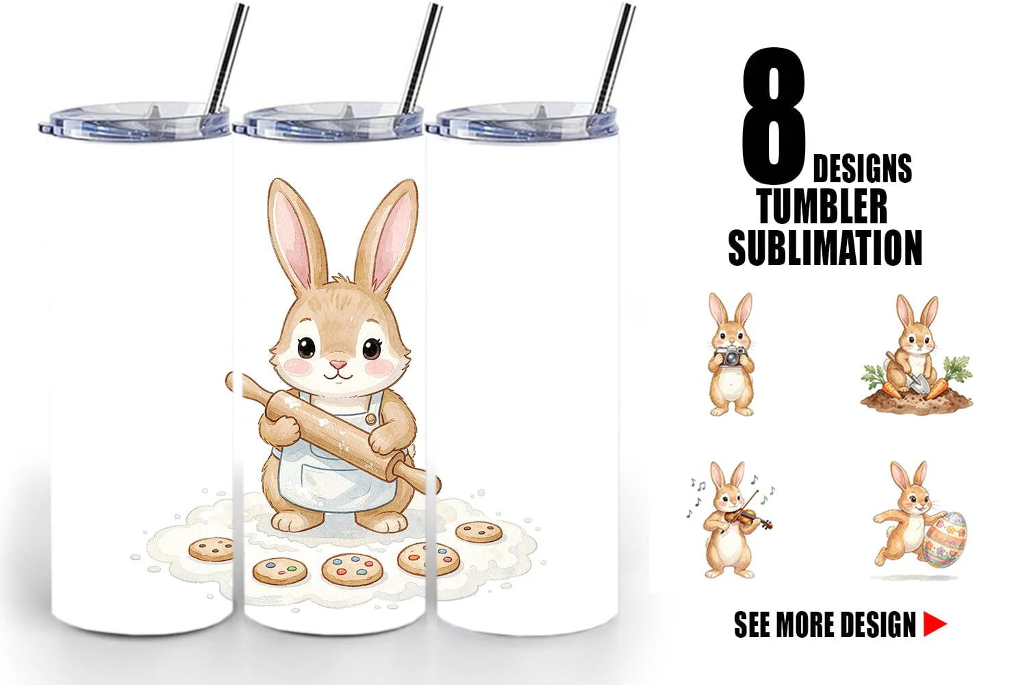 Tumbler Watercolor Active Hobby Easter Bunny