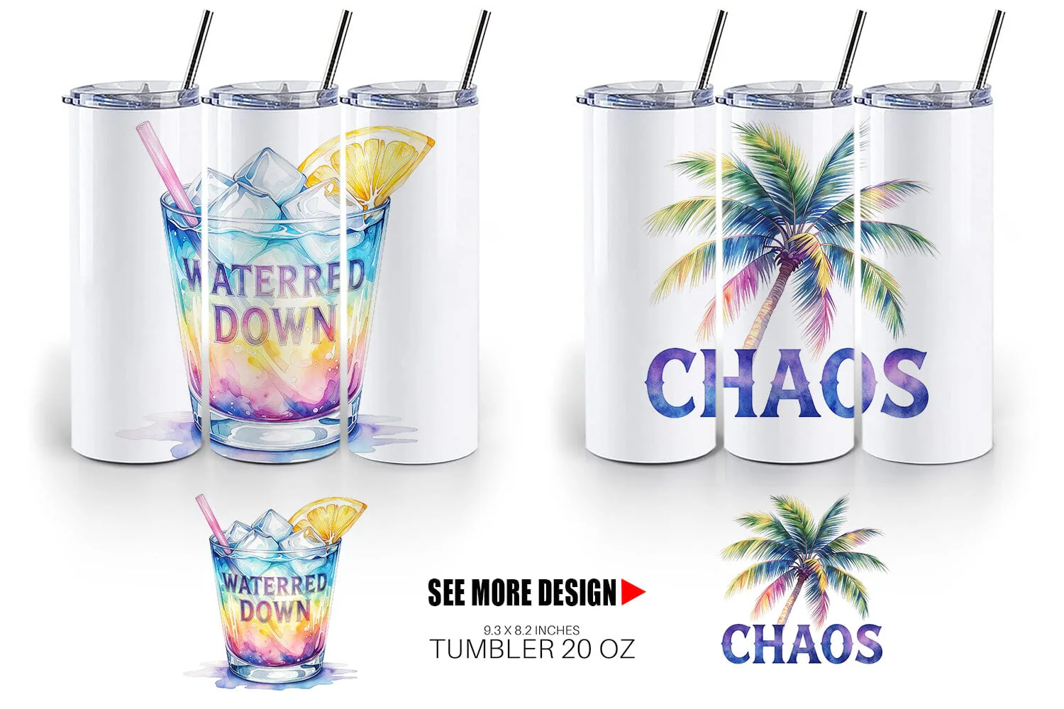Tumbler Watercolor Anti Social Beach Quotes - Image 5
