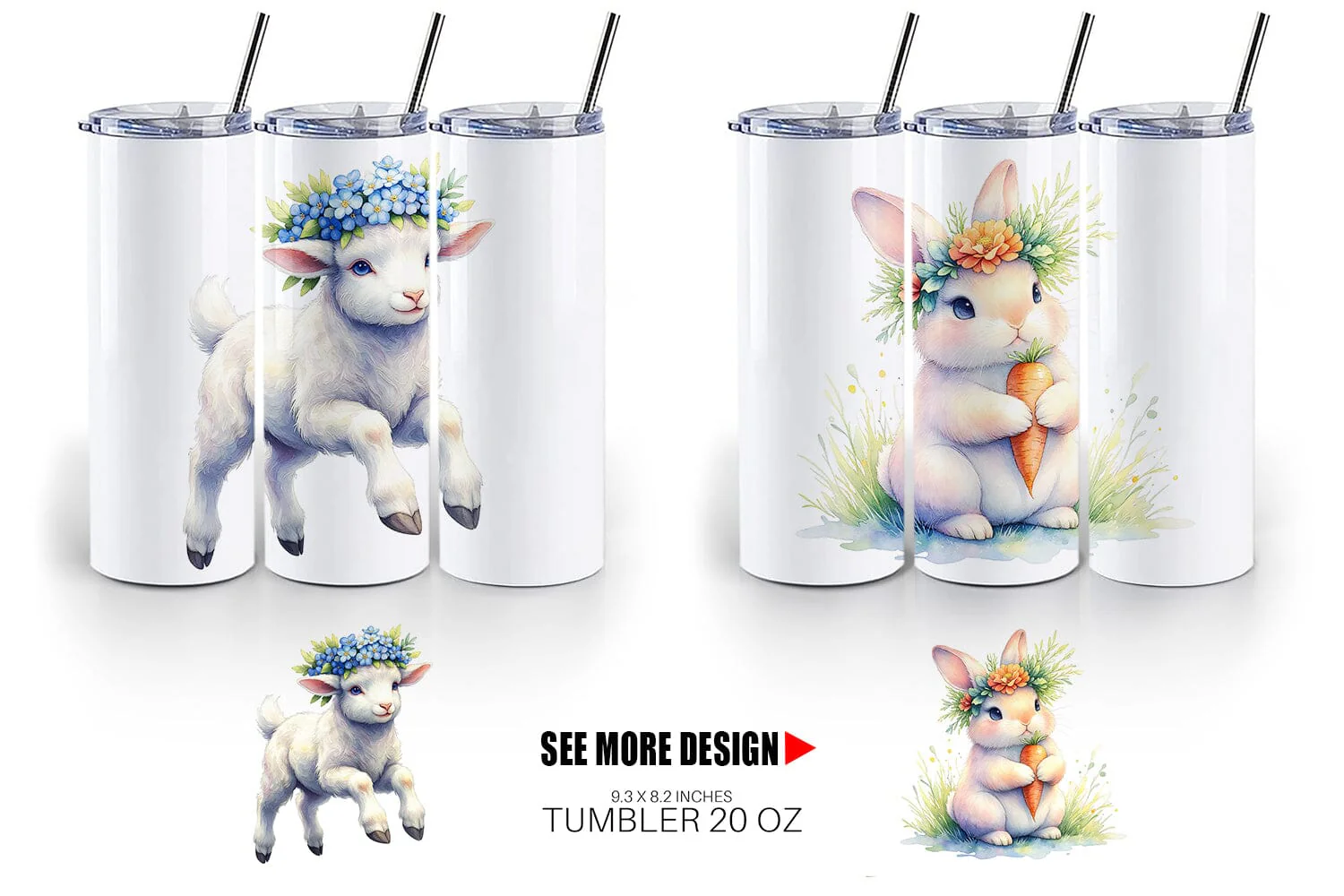 Tumbler Watercolor Baby Farm Animal Nursery Art - Image 4