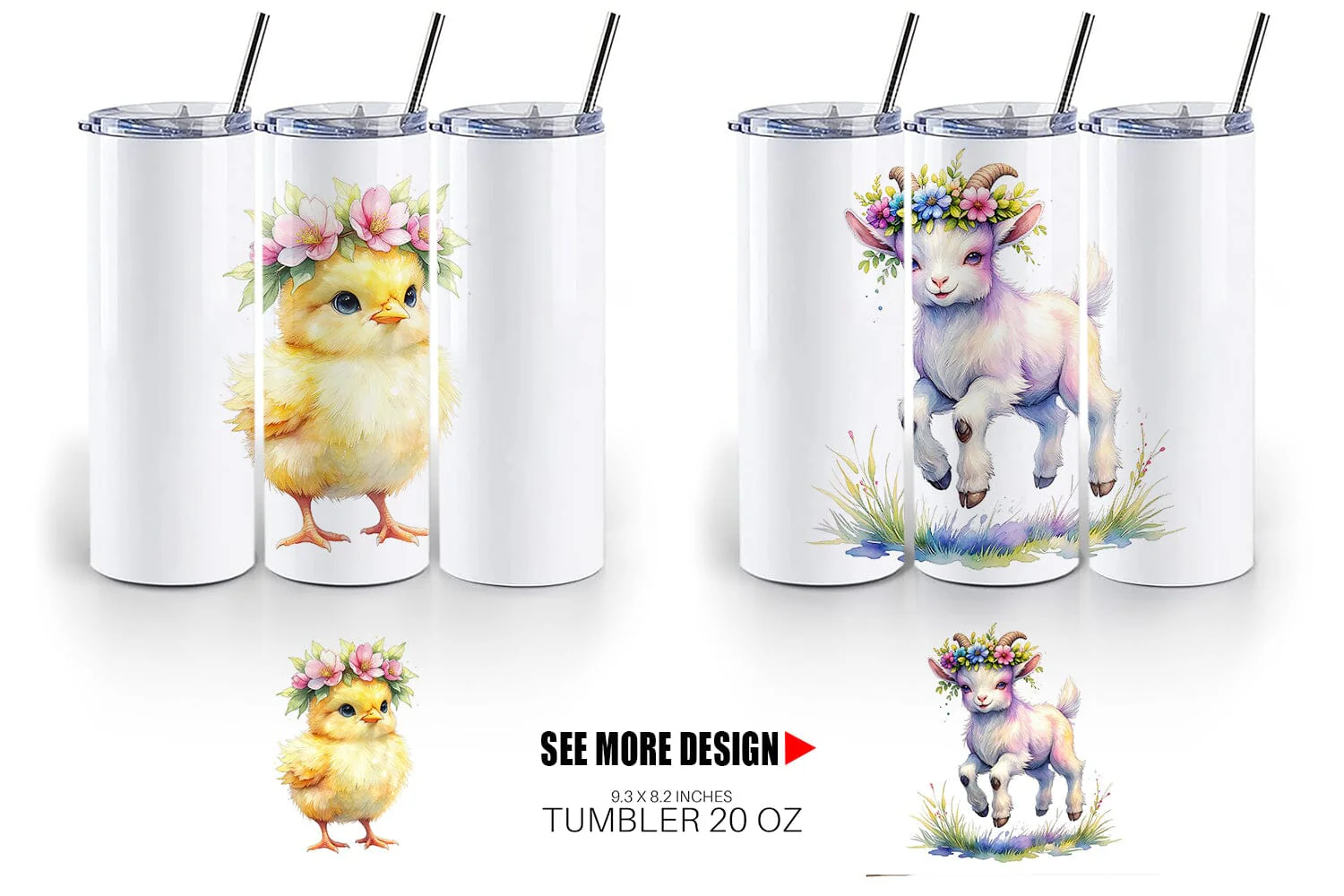 Tumbler Watercolor Baby Farm Animal Nursery Art - Image 6