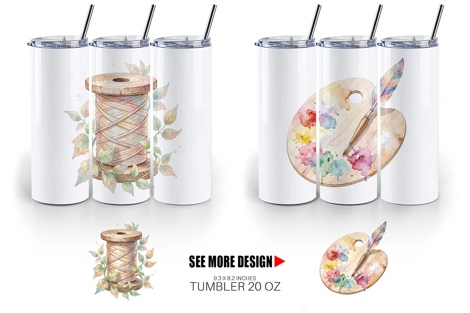 Tumbler Watercolor Boho Artistic Craft Ephemera - Image 4