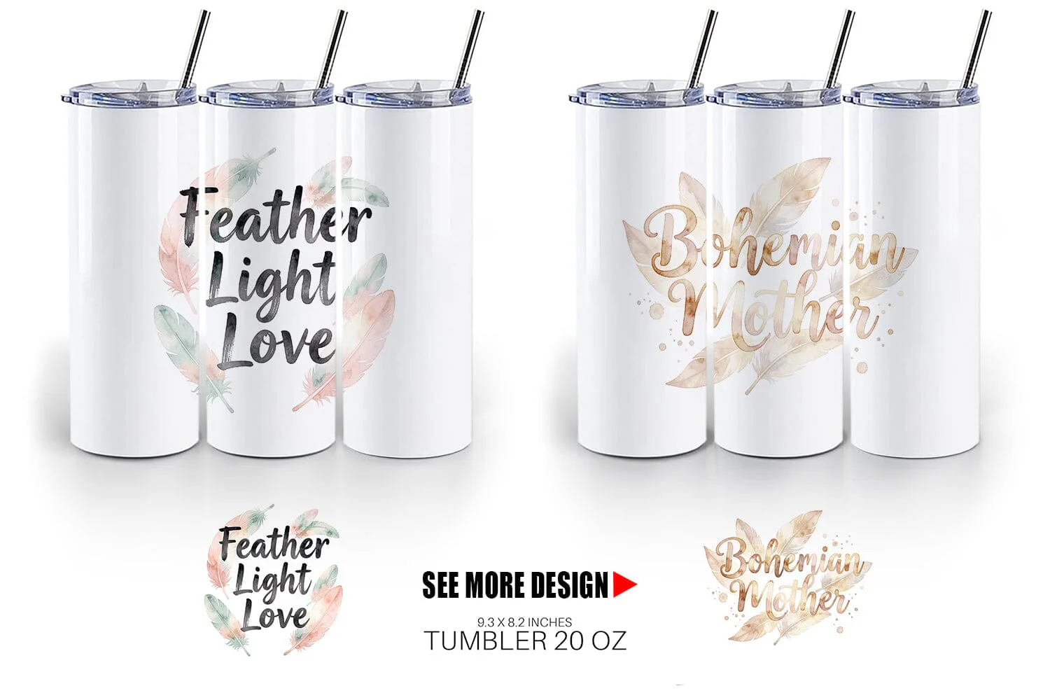 Tumbler Watercolor Boho Dreamcatcher Mama Quotes - Image 4