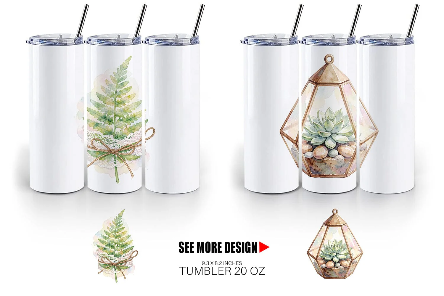 Tumbler Watercolor Boho Woodland Nature Ephemera - Image 5