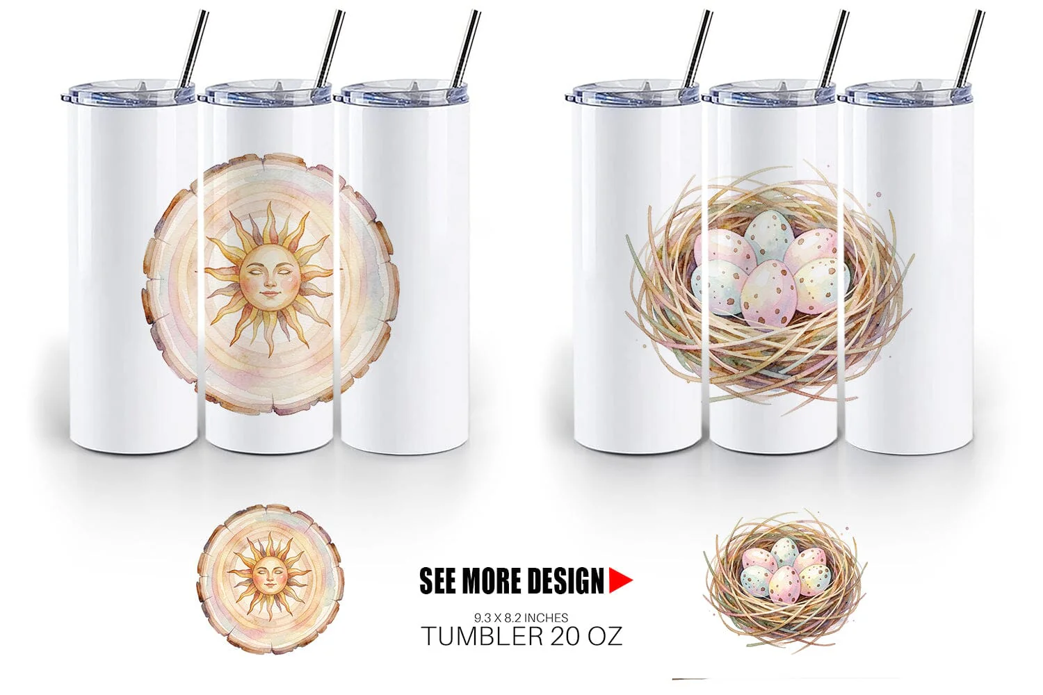 Tumbler Watercolor Boho Woodland Nature Ephemera - Image 6